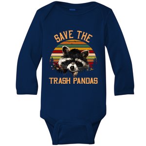 Save The Trash Pandas Raccoon Gift Raccoon Animal Funny Gift Baby Long Sleeve Bodysuit