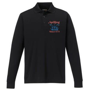 Spilling The Tea Since 1773 Performance Long Sleeve Polo