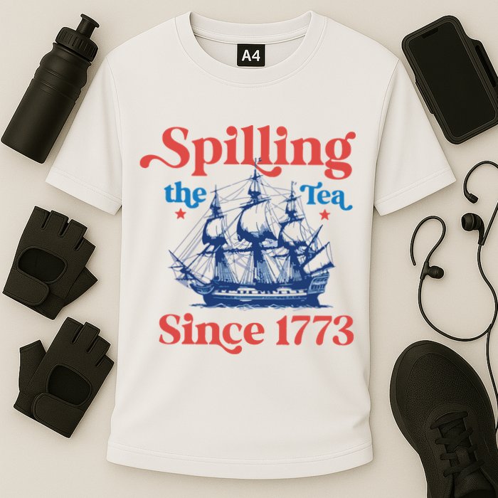 Spilling The Tea Since 1773 4th Of July Cooling Performance Crew T-Shirt
