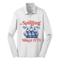 Spilling The Tea Since 1773 4th Of July Silk Touch Performance Long Sleeve Polo