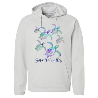 SAVE THE TURTLES Sea Turtle Lover Earth Day Activist Quote Performance Fleece Hoodie