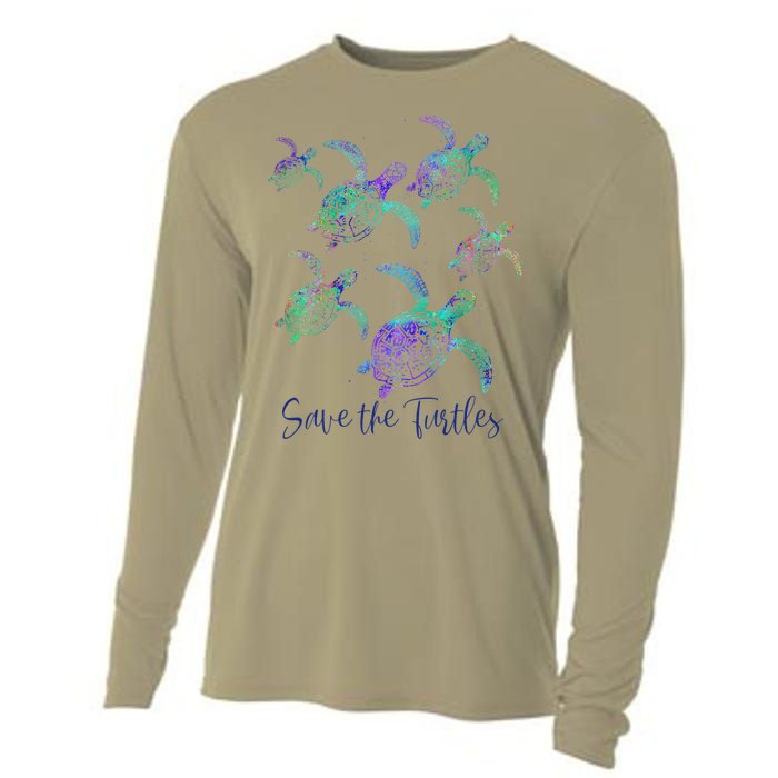 SAVE THE TURTLES Sea Turtle Lover Earth Day Activist Quote Cooling Performance Long Sleeve Crew