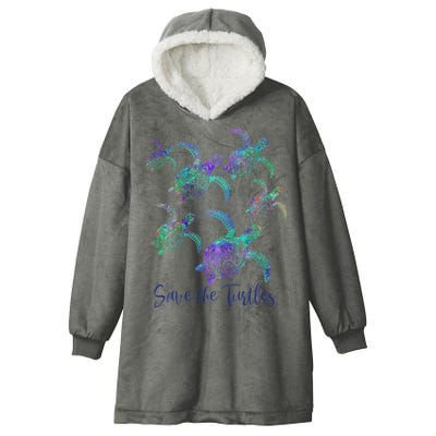 SAVE THE TURTLES Sea Turtle Lover Earth Day Activist Quote Hooded Wearable Blanket
