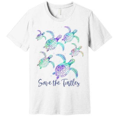 SAVE THE TURTLES Sea Turtle Lover Earth Day Activist Quote Premium T-Shirt