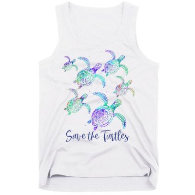 SAVE THE TURTLES Sea Turtle Lover Earth Day Activist Quote Tank Top