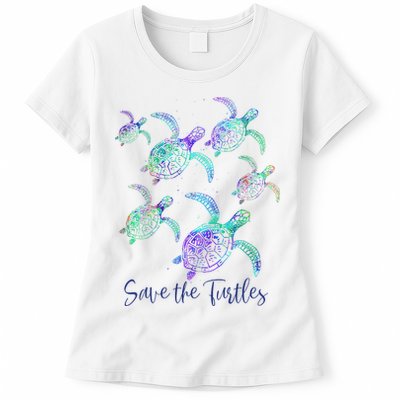 SAVE THE TURTLES Sea Turtle Lover Earth Day Activist Quote Womens T-Shirt