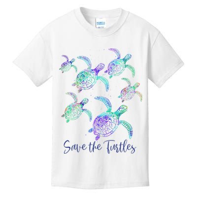 SAVE THE TURTLES Sea Turtle Lover Earth Day Activist Quote Kids T-Shirt