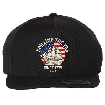 Spilling The Tea Since 1773 Vintage 4th Of July Usa History Wool Snapback Cap