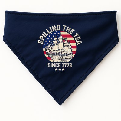 Spilling The Tea Since 1773 Vintage 4th Of July Usa History USA-Made Doggie Bandana
