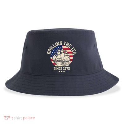 Spilling The Tea Since 1773 Vintage 4th Of July Usa History Sustainable Bucket Hat
