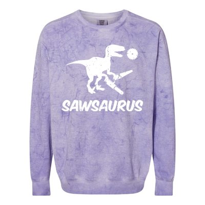 Sawsaurus TRex Tyrannosaurus Rex Funny Colorblast Crewneck Sweatshirt