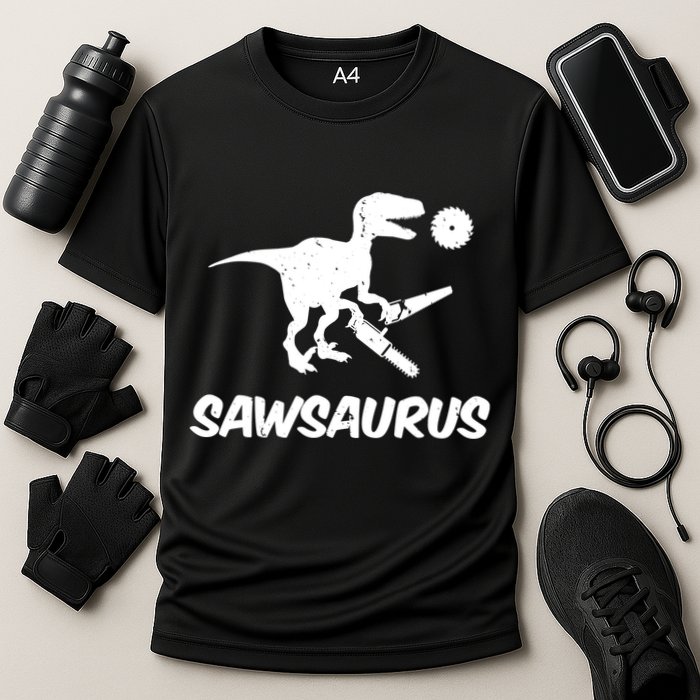 Sawsaurus TRex Tyrannosaurus Rex Funny Cooling Performance Crew T-Shirt