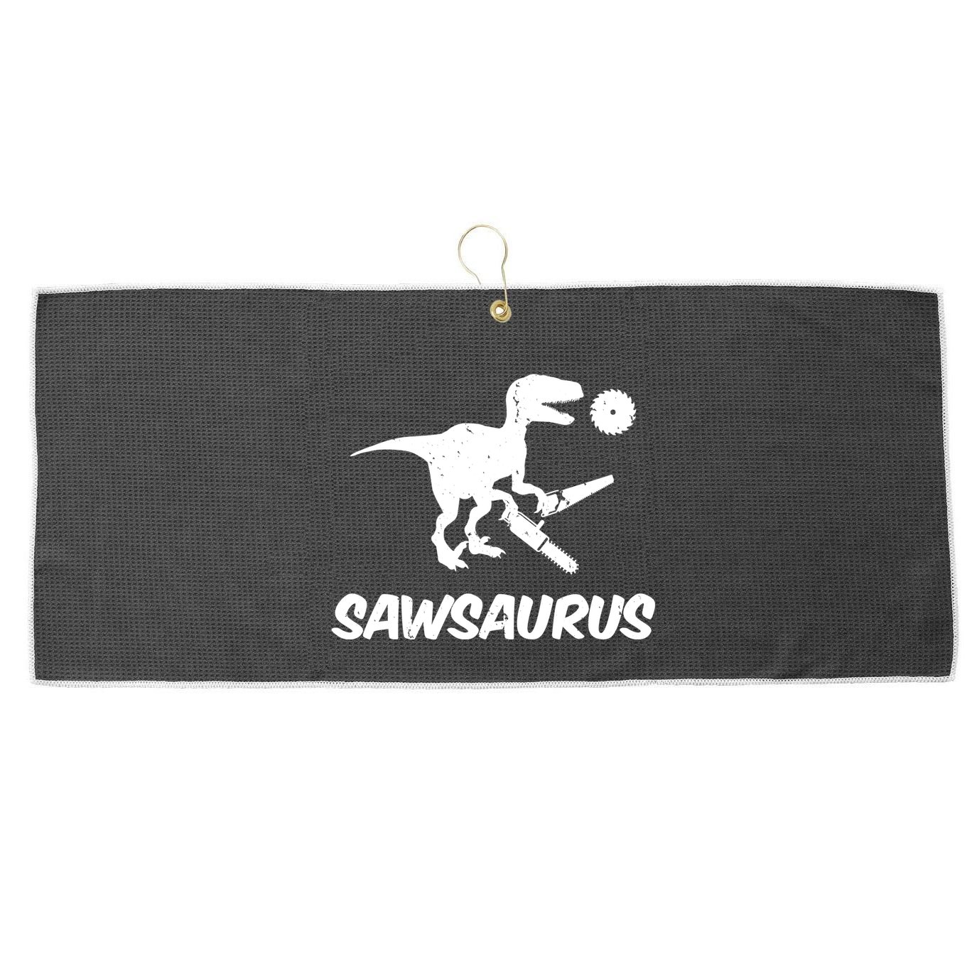 Sawsaurus TRex Tyrannosaurus Rex Funny Large Microfiber Waffle Golf Towel
