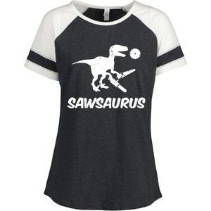 Sawsaurus TRex Tyrannosaurus Rex Funny Enza Ladies Jersey Colorblock Tee