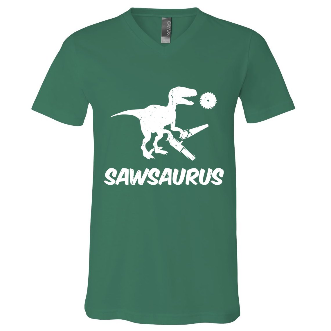Sawsaurus TRex Tyrannosaurus Rex Funny V-Neck T-Shirt