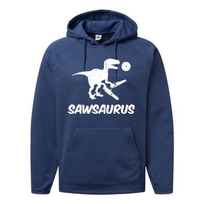 Sawsaurus TRex Tyrannosaurus Rex Funny Performance Fleece Hoodie