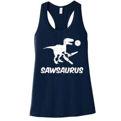 Sawsaurus TRex Tyrannosaurus Rex Funny Women's Racerback Tank