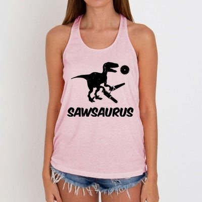 Sawsaurus TRex Tyrannosaurus Rex Funny Women's Knotted Racerback Tank