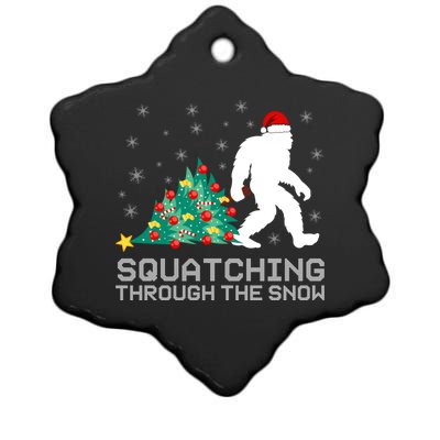 Squatching Through The Snow Bigfoot Christmas Sasquatch Gift Ceramic Star Ornament