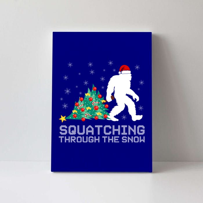 Squatching Through The Snow Bigfoot Christmas Sasquatch Gift Canvas