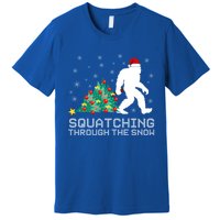 Squatching Through The Snow Bigfoot Christmas Sasquatch Gift Premium T-Shirt