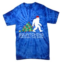 Squatching Through The Snow Bigfoot Christmas Sasquatch Gift Tie-Dye T-Shirt