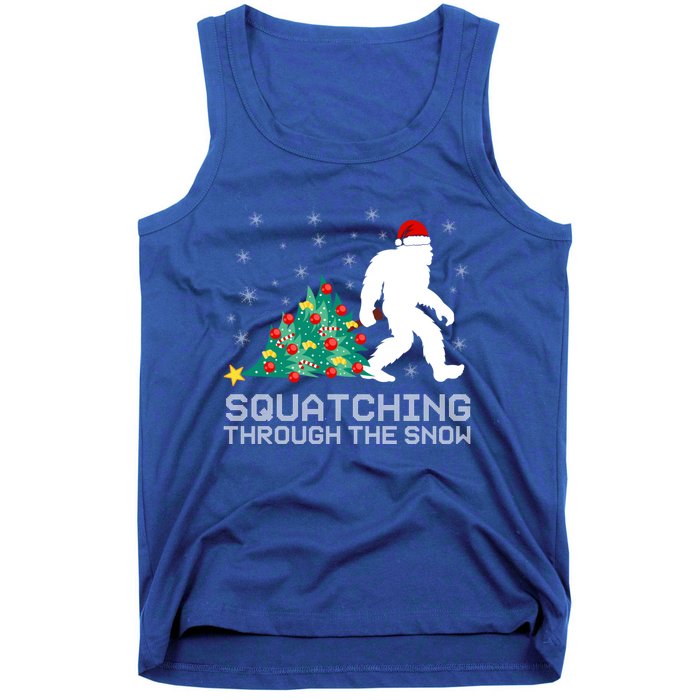 Squatching Through The Snow Bigfoot Christmas Sasquatch Gift Tank Top