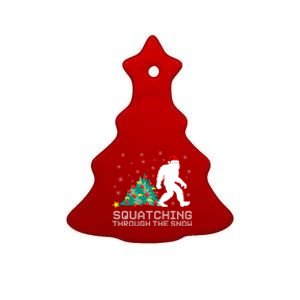 Squatching Through The Snow Bigfoot Christmas Sasquatch Gift Ceramic Tree Ornament