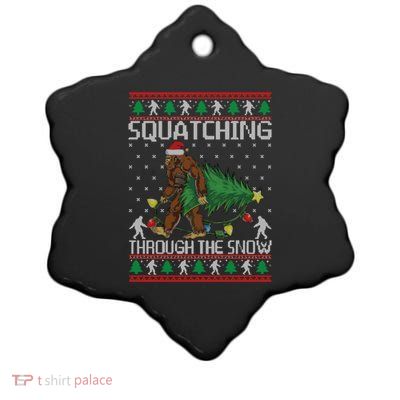 Squatching Through The Snow Bigfoot Lovers Christmas Meaningful Gift Ceramic Star Ornament