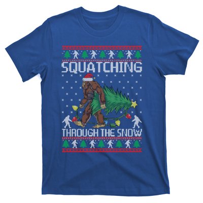 Squatching Through The Snow Bigfoot Lovers Christmas Meaningful Gift T-Shirt