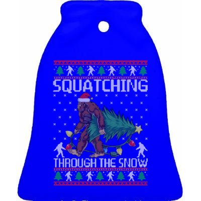 Squatching Through The Snow Bigfoot Lovers Christmas Meaningful Gift Ceramic Bell Ornament