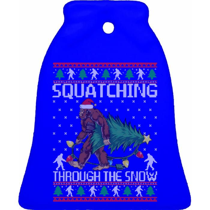 Squatching Through The Snow Bigfoot Lovers Christmas Meaningful Gift Ceramic Bell Ornament