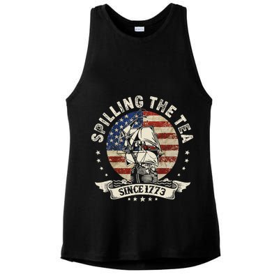 Spilling The Tea Since 1773 Patriotic 4th Of July Ladies PosiCharge Tri-Blend Wicking Tank