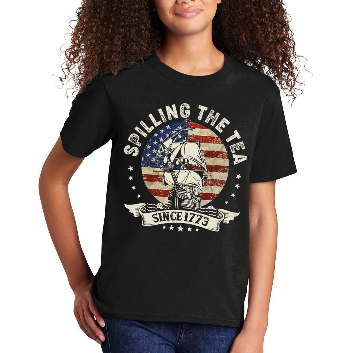 Spilling The Tea Since 1773 Patriotic 4th Of July Kids T-Shirt