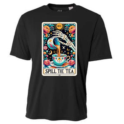 Spill The Tea Funny Tarot Card Sarcastic Skeleton Cooling Performance Crew T-Shirt