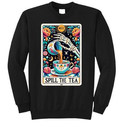 Spill The Tea Funny Tarot Card Sarcastic Skeleton Sweatshirt