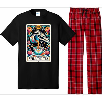 Spill The Tea Funny Tarot Card Sarcastic Skeleton Pajama Set