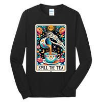 Spill The Tea Funny Tarot Card Sarcastic Skeleton Tall Long Sleeve T-Shirt