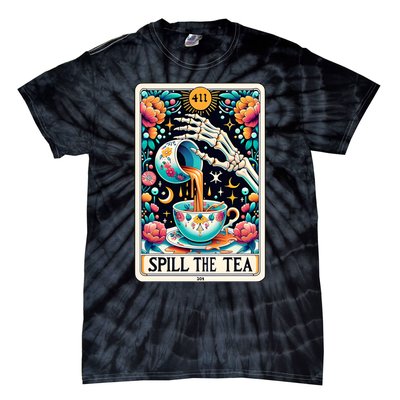 Spill The Tea Funny Tarot Card Sarcastic Skeleton Tie-Dye T-Shirt