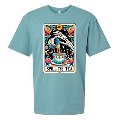 Spill The Tea Funny Tarot Card Sarcastic Skeleton Sueded Cloud Jersey T-Shirt