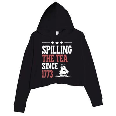 Spilling The Tea Since 1773 Funny History Teacher Crop Fleece Hoodie