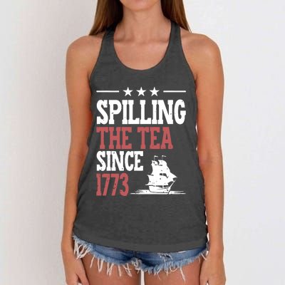 Spilling The Tea Since 1773 Funny History Teacher Women's Knotted Racerback Tank