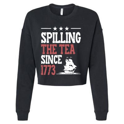 Spilling The Tea Since 1773 Funny History Teacher Cropped Pullover Crew