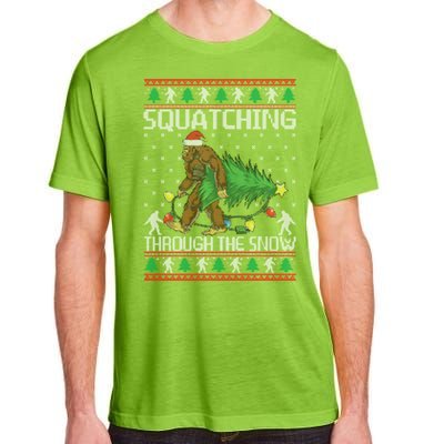 Squatching Through The Snow Bigfoot Lovers Christmas Cool Gift Adult ChromaSoft Performance T-Shirt