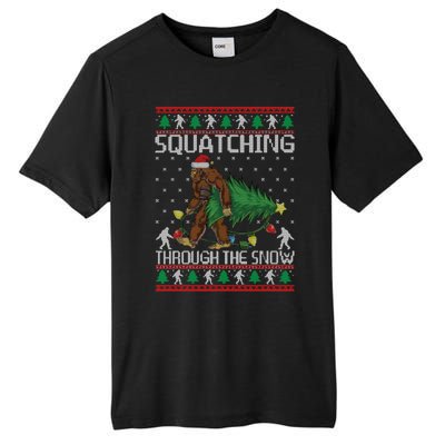 Squatching Through The Snow Bigfoot Lovers Christmas Cool Gift Tall Fusion ChromaSoft Performance T-Shirt