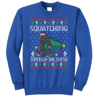 Squatching Through The Snow Bigfoot Lovers Christmas Cool Gift Sweatshirt