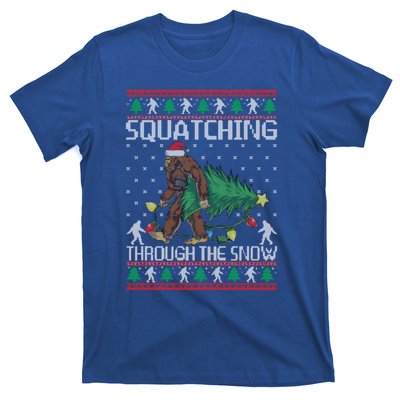 Squatching Through The Snow Bigfoot Lovers Christmas Cool Gift T-Shirt