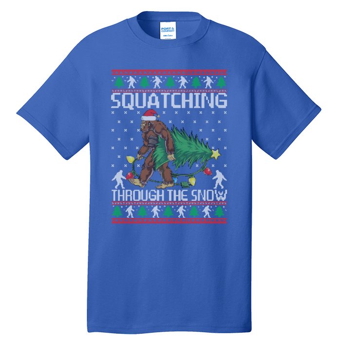 Squatching Through The Snow Bigfoot Lovers Christmas Cool Gift Tall T-Shirt