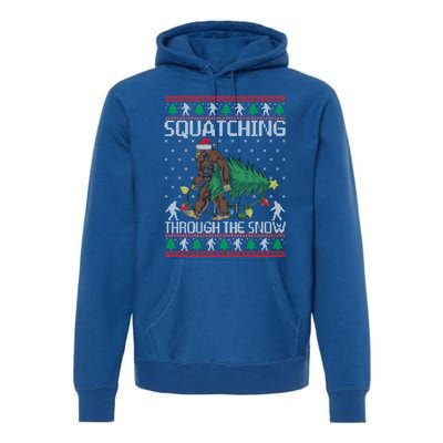 Squatching Through The Snow Bigfoot Lovers Christmas Cool Gift Premium Hoodie