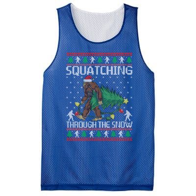 Squatching Through The Snow Bigfoot Lovers Christmas Cool Gift Mesh Reversible Basketball Jersey Tank